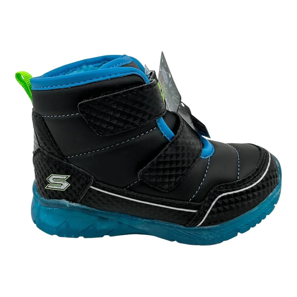 Skechers S Lights Illumi Brights Mini Chill Black Blue Toddler Size 8 Sneaker